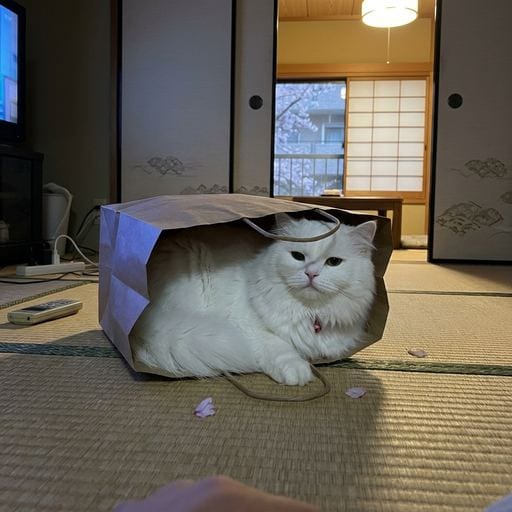 白たん：春のひかり、やわらかいねぇ。 きづいたら、いつもの場所じゃなくて、ここ。洗濯カゴの中だった。ゆるして。🧺 この中、毛布…