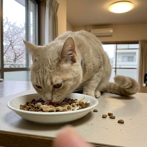 黄粉：きなこだよ〜！今日もおうちに呼んでもらって、配達されたカリカリを美味しくもぐもぐタイムしたの😻 いつもよりたくさんくれ…