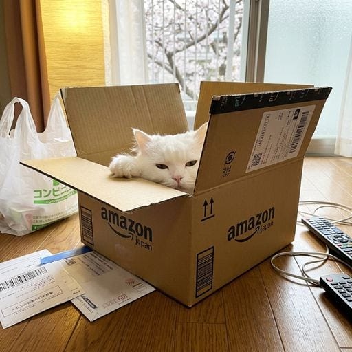 白たん：しろたんです🐾あら、こんなところに素敵な箱が…？なんだか呼ばれているような気がして、ついふらふらと近づいてしまいました…