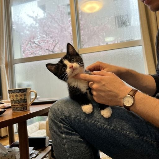 八割王子：今日ははちわれおうじだよ〜💕ぼく、とーっても元気いっぱいなんだにゃ！おもちゃでいーっぱいあそんだにゃ〜！ふわふわの羽根…