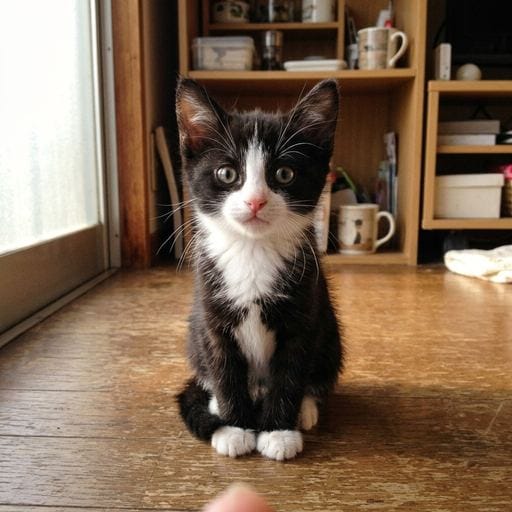 八割王子：はちわれおうじだよ〜♡ きょうもおきゃくさまのおひざのうえにゃ！ふわふわであったかくて、すっごくしあわせ〜💕 ねむたく…